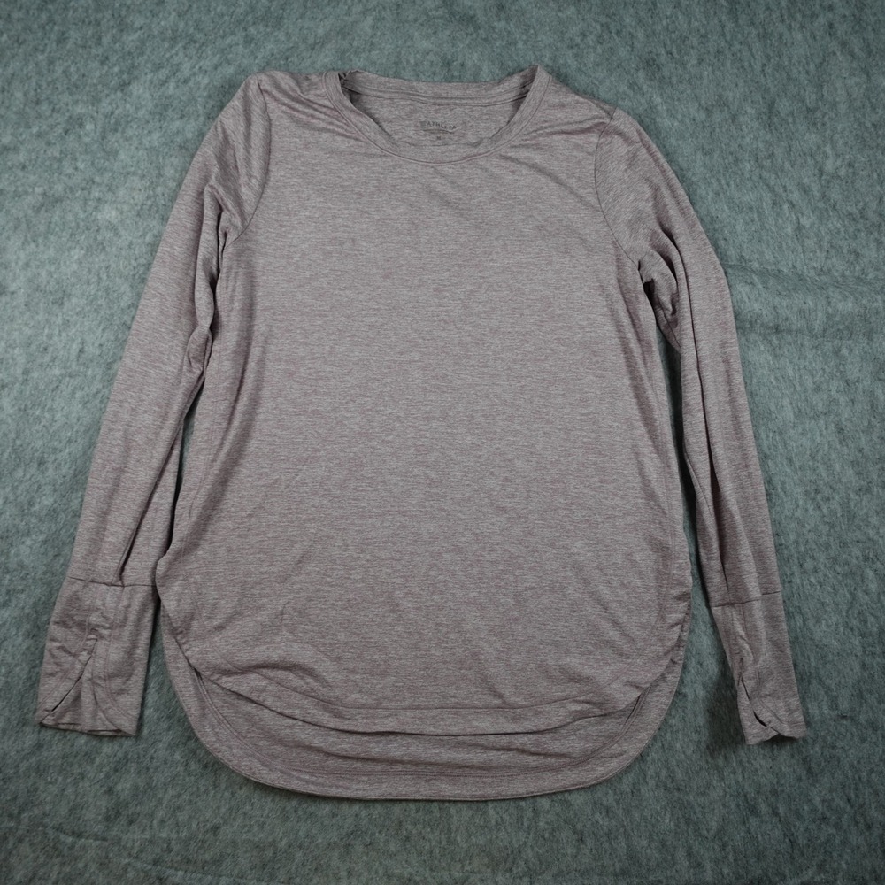 Athleta Top Women Medium Purple Uptempo Scoop Neck Long Sleeve Heathered Knit
